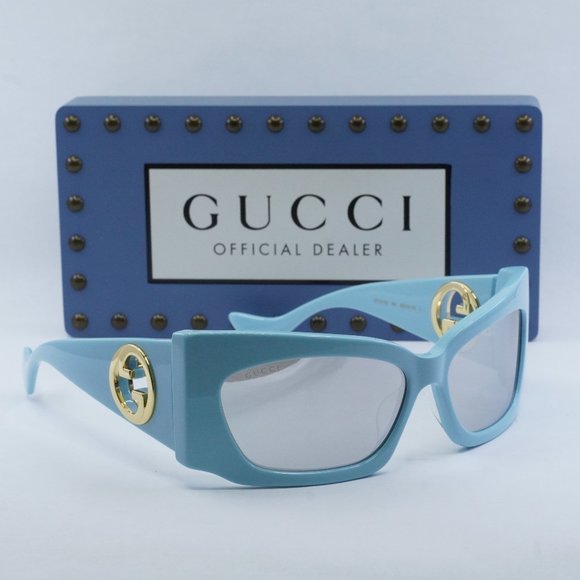 FINAL PRICE NEW GUCCI GG1412S 005 LIGHT BLUE /SILVER MIRROR SUNGLASSES main image 7